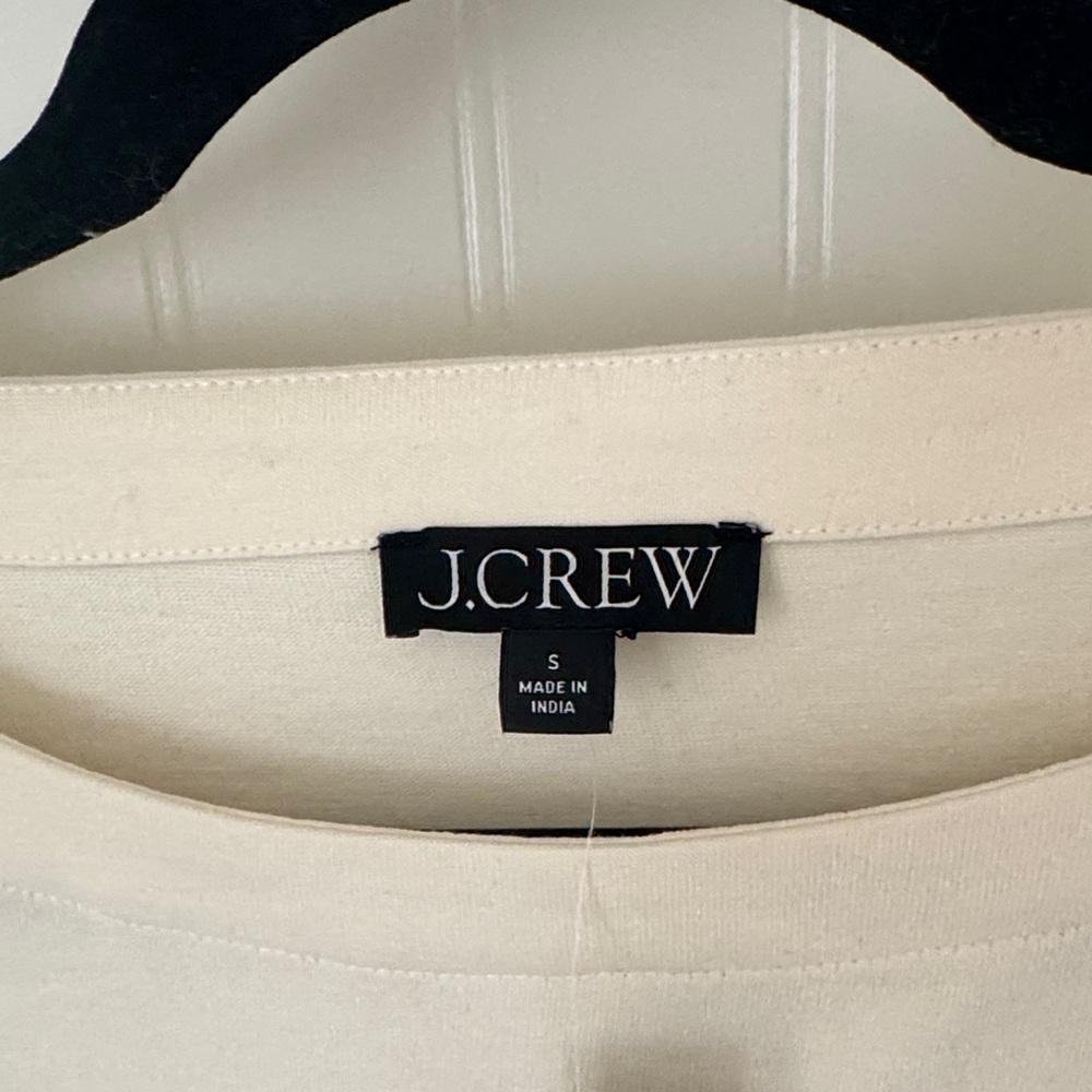 NWT 100% Cotton J. Crew Cream and Black Striped Long Sleeve Top with Red 'SKI' - Picture 2 of 4
